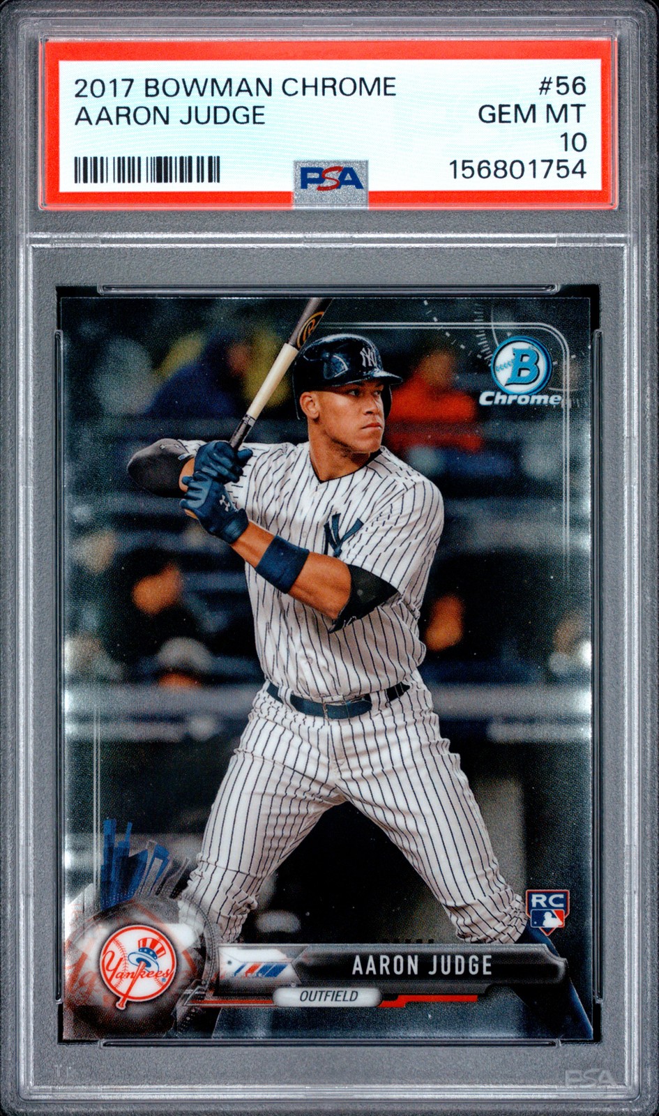 2017 BOWMAN CHROME #56 AARON JUDGE ROOKIE RC PSA 10