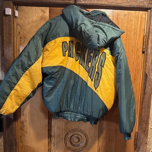 Vintage Green Bay Packers Jacket Large Hooded Chalk Line NFL Game Day Jerzees
