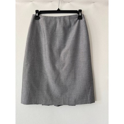 Antonio Melani Grey Straight Pencil Skirt Back Pleat Size 0 Navy Grey Textured