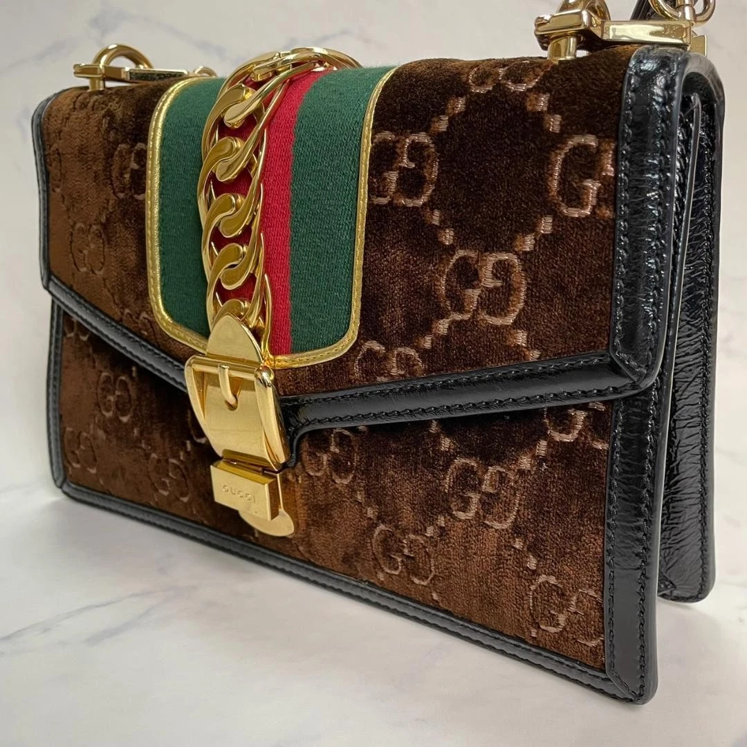 Gucci Sac à Bandoulière Sylvie Velours Designer Sac à Main Mode Accessoire Luxe