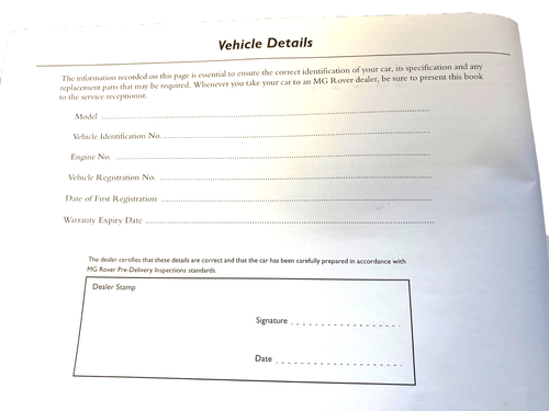Rover 25  Owners handbook/service history hand book to 2003 - Picture 4 of 5