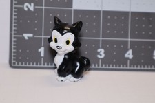 Miniature Cat Figure Vinyl PVC Black White 1.75in Collectible Toy Figurine