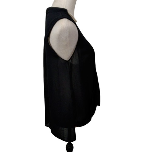Cliche Couture Damen Größe M schwarz Oberteil durchsichtig vorne gekreuzt Pullover ärmellos - Bild 4 von 7
