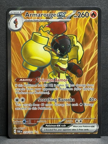 Tarjeta de juego de cartas coleccionables Armarouge EX 218/182 Sv04: Paradox Rift Holo casi nueva - Imagen 1 de 2