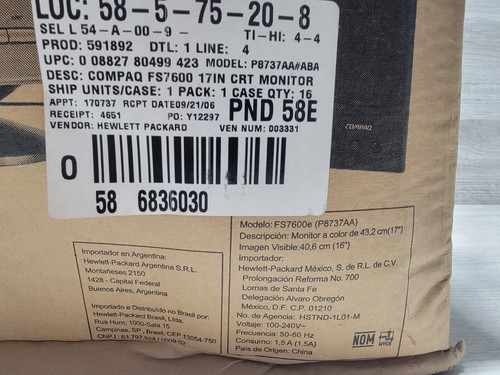 Compaq FS7600e 17” Flat Screen CRT TV Monitor Retro/Vintage Gaming SEALED/ NEW  - Picture 5 of 6