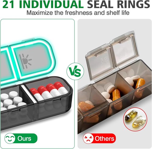 Weekly Pill Organizer 3 Times a Day, Large Travel Pill Box 7 Day, Am Pm Three... - Picture 7 of 8