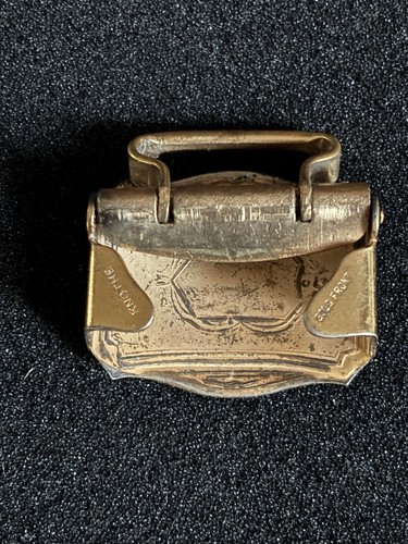 Antica fibbia per cintura in argento nichelato frontale oro pat. 26 maggio 1925 Art Decò 25g - Foto 2 di 13