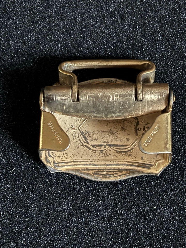 Antique Gold Front Nickel Silver Belt Buckle Pat. May 26 1925 Art Deco 25g - Image 2 of 4