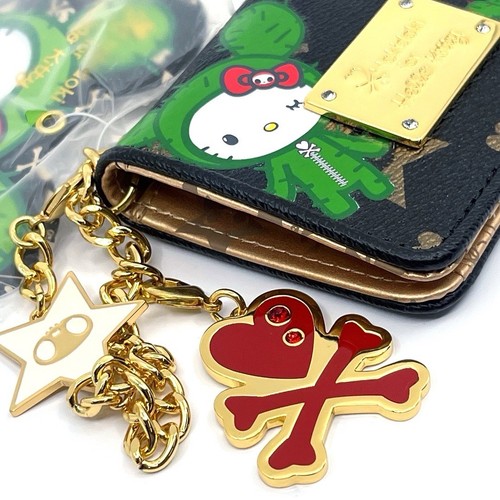 Hello Kitty X tokidoki Slim Wallet Blk Leather Gold Charm w/cubics Limited Japan - Picture 3 of 9