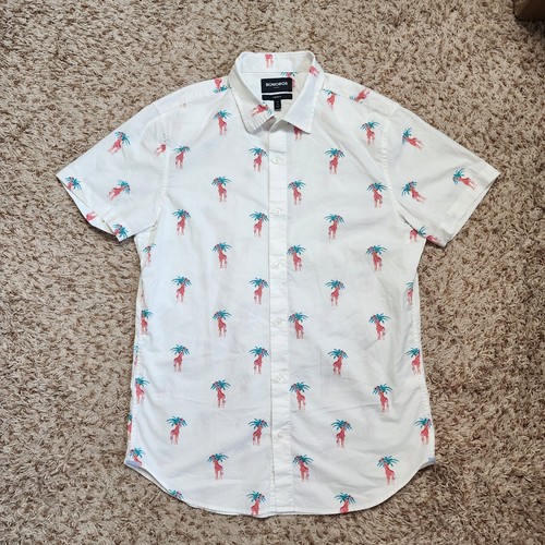 Bonobos Stretch Standard Fit Men Sz Long M Giraffe Palm Tree Short Sleeve Button - Picture 2 of 6