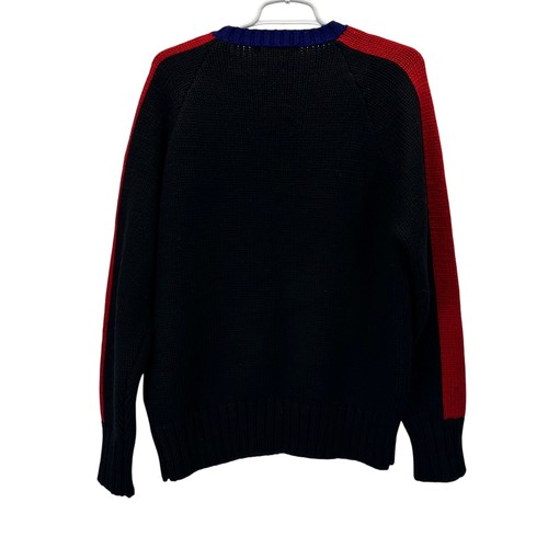 Vintage Polo Ralph Lauren Uni Crest Wool Ski Sweater M Black Red Blue - Picture 2 of 8