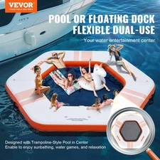 New Inflatable Floating Dock, ø8.5FT Inflatable Dock Platform with ø5FT Trampo