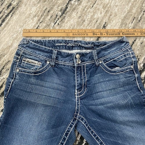 Y2K Vanity Jeans Damen 28x33 Blau Flared Leg Low Rise Denim Hose Stretch - Bild 6 von 10