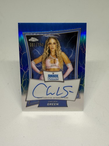 2025 Topps Chrome WWE Chelsea Green BLUE Auto /150 Smackdown On Card Autograph