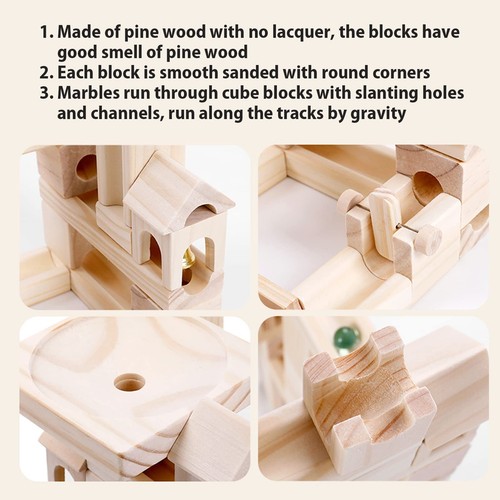 Holz Murmelbahn für Kinder Alter 4-8 80 Teile Holzbausteine Spielzeug und - Bild 3 von 6