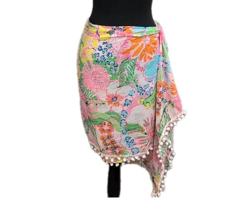Lilly Pulitzer Target Rosa Pom Pom Sarong Encubrimiento Playa Chal Bufanda O/S - Imagen 3 de 5