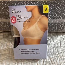 Felina Women's 2 Pack Wire-Free Seamless Side Smoothing Bra Size Small New