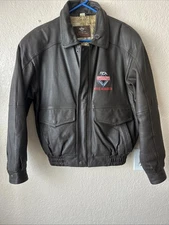Handyman Club of America Life Member 100% Leather Bomber Jacket Small Brown Zip