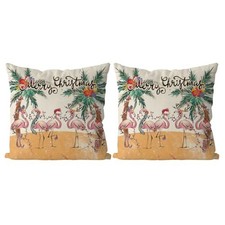 Christmas Pillow Covers 18x18 Inch Set of 2 Flamingo Coastal 2pcs-18" X 18"