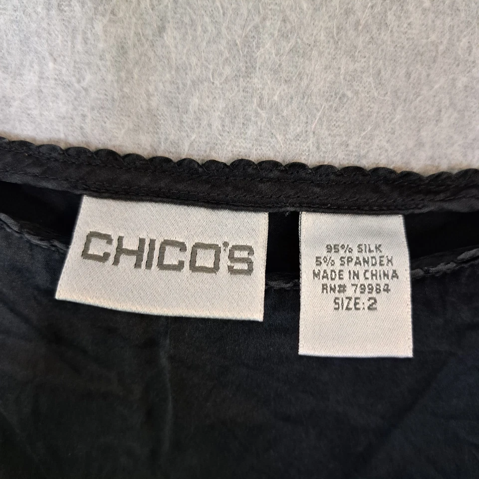 Chicos Mujer Grande 2 Camisola Seda Negra Correas de Espagueti Ajustables Foto 2 de 4