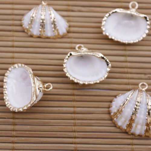 5 PIEZAS Dijes Colgante Chapado en Oro Natural Blanco Madreperla 20mm-22mm - Imagen 3 de 3