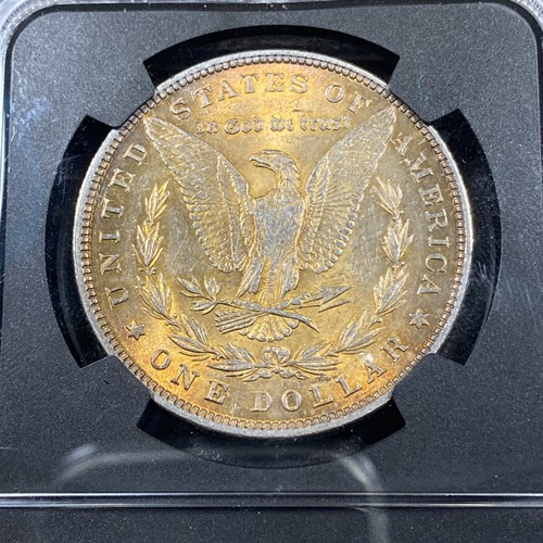 1880 $1 Morgan Silver Dollar Rainbow Toned NGC MS61 Vaultbox Item#88 - Picture 8 of 10