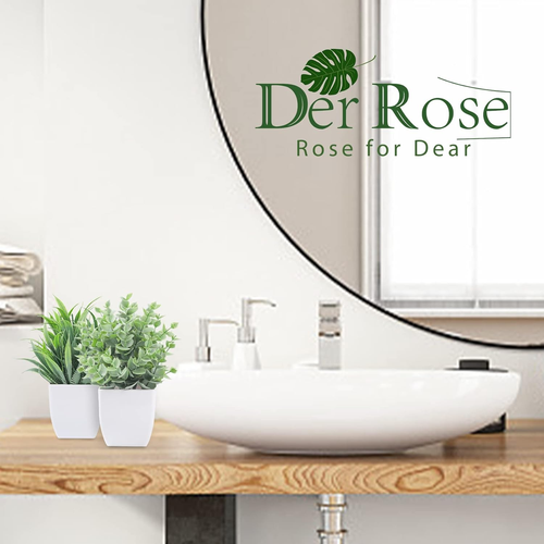 Der Rose 2 Pack Small Fake Plants Mini Artificial Potted Plants for Table Desk H - Picture 6 of 12