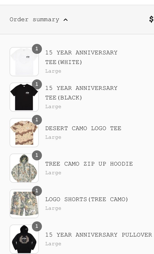 FTP Tree Camo Zip Up Hoodie (Size Large) BRAND NEW *Ships Upon