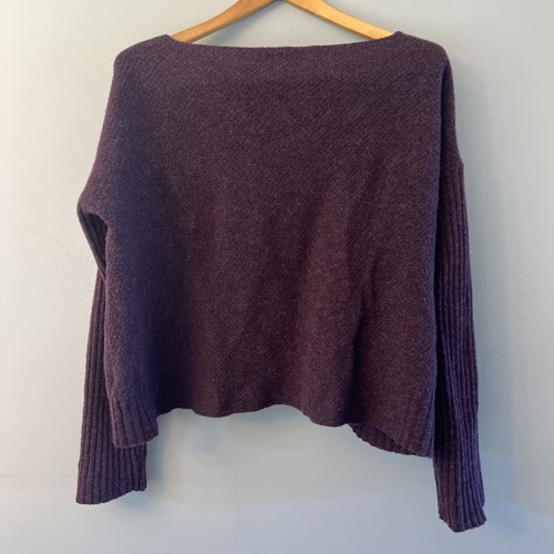 Eileen Fischer Womans Sweater Plum 100% Wool Long Sleeve Sz Lg Boxy Lagon Look - Picture 3 of 19