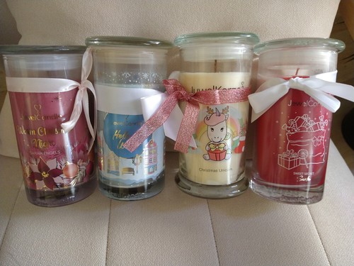 4 Juwelkerzen ungebrannt, zum Teil mit Schmuck **TOP!!!**