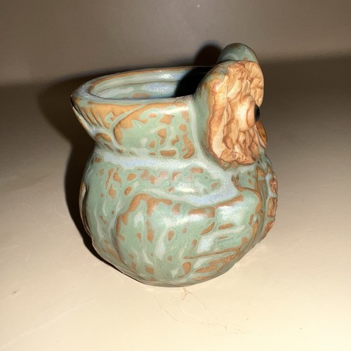 Gufo argilla fatto a mano portacandele votivo vintage ceramica smalto kitsch fioriera vaso - Foto 6 di 13