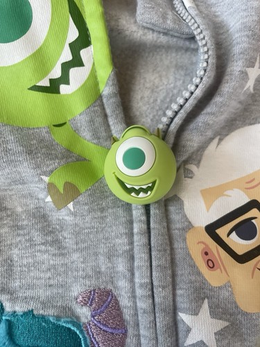 Disney 100 PIXAR Monsters Inc Up Full Zip Hoodie W/ Pockets Grey BOYS 5 - Picture 5 of 5