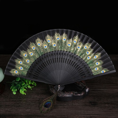 Chinese Style Patterned Hand Fans Vintage Silky Handheld Folding Fan - Bild 1 von 10