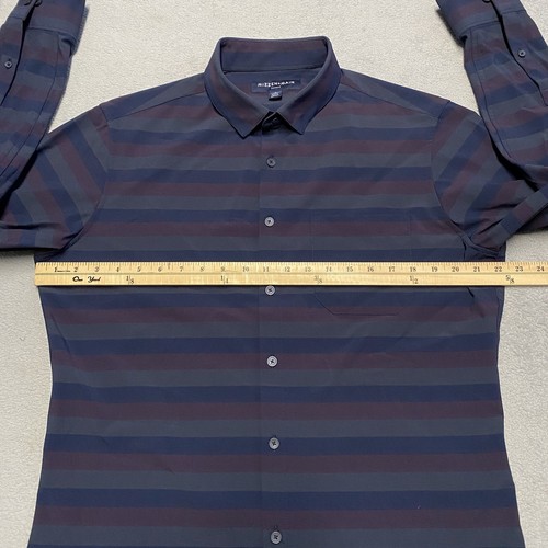Mizzen + Main Leeward Shirt Mens Large Multi Stripe Trim No Tuck Performance - Picture 4 of 9