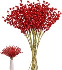 16 Pack Artificial Red Berry Holly Stems Christmas Decor