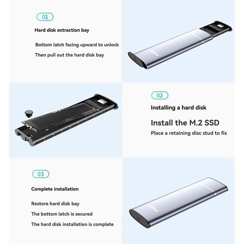 Adaptateur Boîtier SSD M.2 NVME USB 3.2 Gen 2 (10 Gbit/S) Boîtier Externe9454 - Photo 5/9