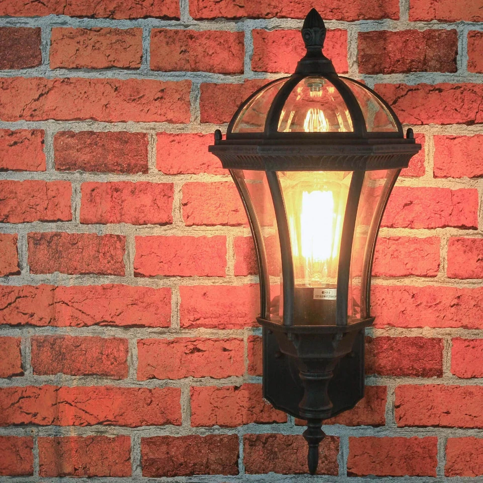 Rustikale Außenleuchte Braun antik IP44 Glas Aluminium E27 Wand Lampe Haus Hof - Bild 2 von 4