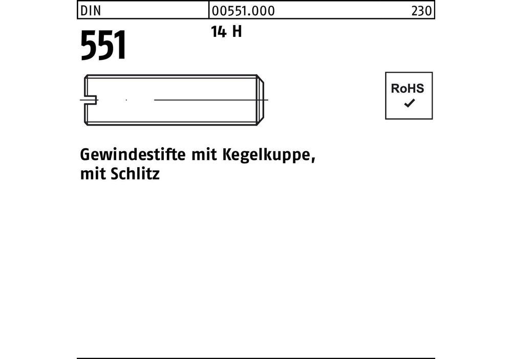 Рейхерный подъемник DIN 551 м.Kegelkuppe/Schlitz M 4 x 8 14 ч