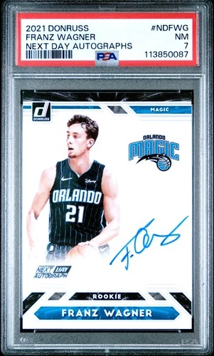 2021 PANINI DONRUSS NEXT DAY AUTO #NDFWG FRANZ WAGNER ROOKIE RC PSA 7 AUTO