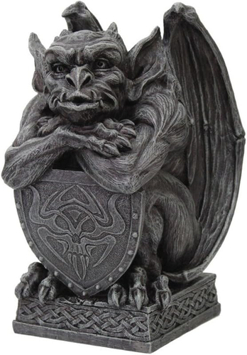 PTC 6,5" Medieval Gargoyle Statue with Shield - Resin Gothic Protector Figure - Bild 4 von 11