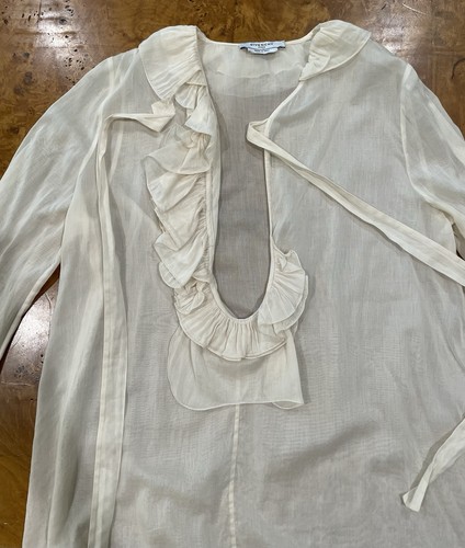 Top blusa Givenchy avorio con volant passerella manica lunga taglia med - Foto 17 di 18