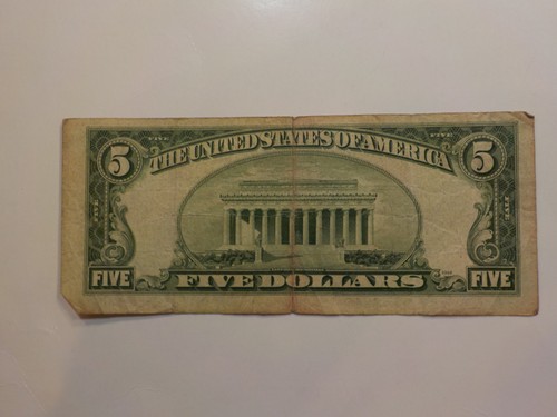 Silver Certificate 1953 5 Dollar Bill Paper Money One Currency Blue Seal Note - Picture 2 of 2