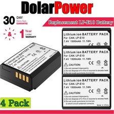 4 Pack Replace Battery for Canon LP-E10 EOS Rebel T3 Rebel T5 Rebel T6 Rebel T7
