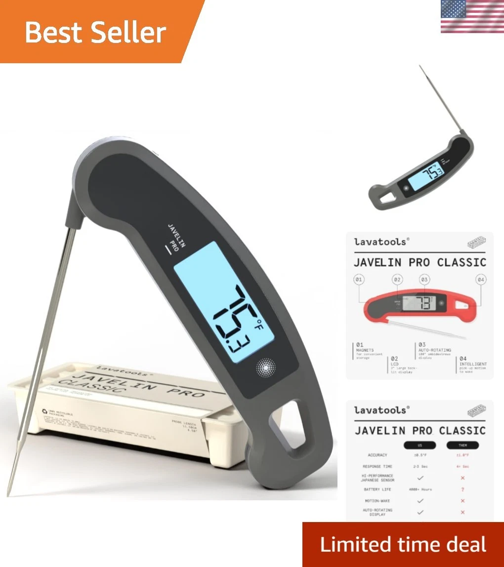 Sesame Javelin PRO Classic Instant Read Thermometer - Water Resistant & Reusable