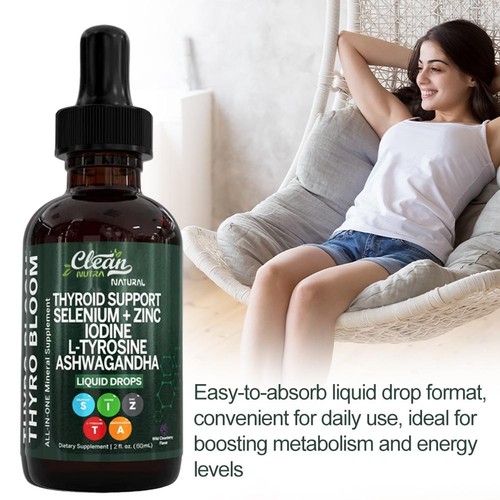Thyroid Support Drops Selenium Zinc Iodine L Tyrosine Ash wagandha 60ml HOT- - Picture 5 of 11