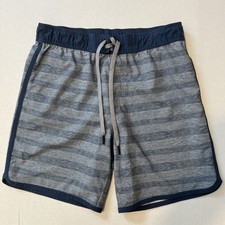 PRANA Ground Speed Shorts Mens Medium LKNU Striped Gym Beach Swim UPF 30 Stretch