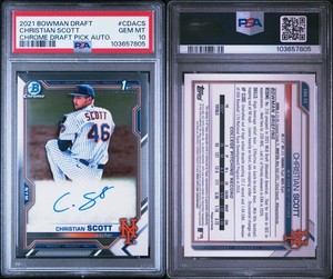 2021 Bowman Draft Chrome Christian Scott Bowman 1st Auto PSA 10 Mets CDA-CS