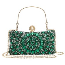 Evening Bag for Women, Sparkly Crystal Rhinestone Clutch Purse, Green