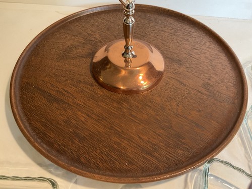 MCM Vintage Coppercraft Guild Lazy Susan mit Kunstholz 6 Glas Snack Tabletts 13" - Bild 7 von 11