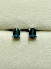 Dainty 925 Sterling Silver Natural London Blue Topaz Stud Earrings